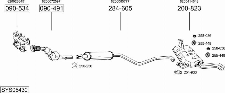 Bosal SYS05430 - Система випуску ОГ autocars.com.ua