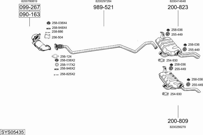 Bosal SYS05435 - Система випуску ОГ autocars.com.ua