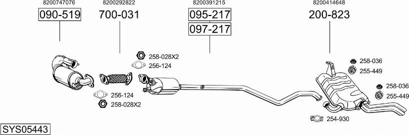 Bosal SYS05443 - Система випуску ОГ autocars.com.ua