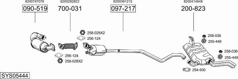 Bosal SYS05444 - Система випуску ОГ autocars.com.ua