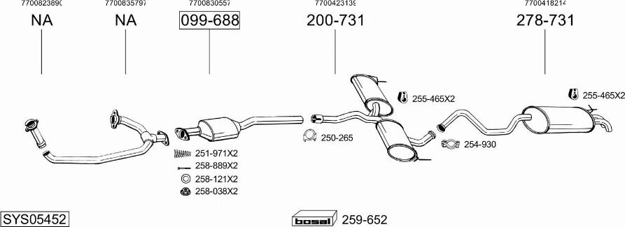 Bosal SYS05452 - Система випуску ОГ autocars.com.ua