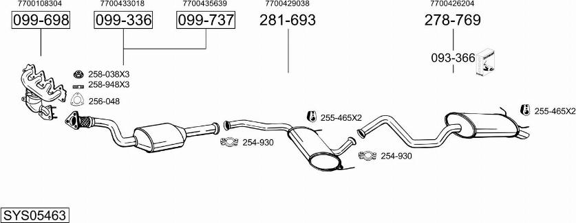 Bosal SYS05463 - Система випуску ОГ autocars.com.ua