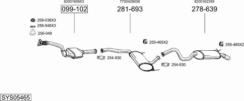 Bosal SYS05465 - Система випуску ОГ autocars.com.ua