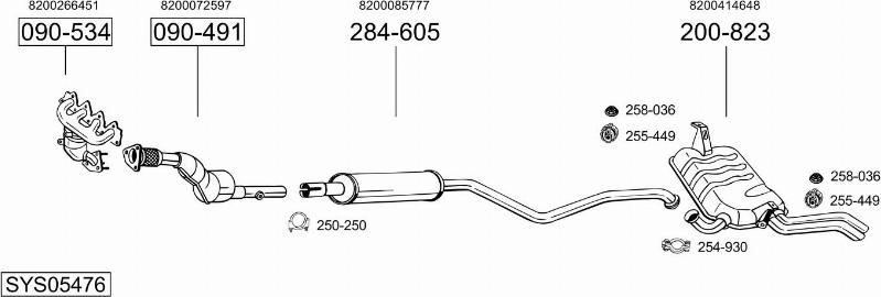 Bosal SYS05476 - Система випуску ОГ autocars.com.ua