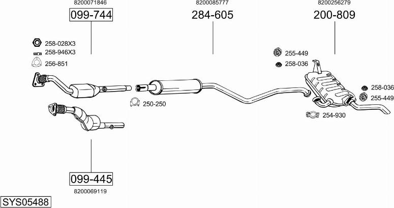 Bosal SYS05488 - Система випуску ОГ autocars.com.ua