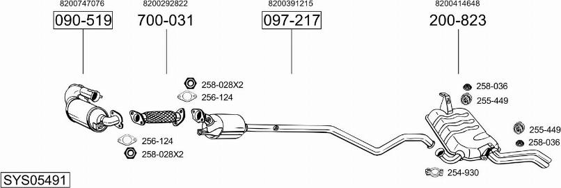 Bosal SYS05491 - Система випуску ОГ autocars.com.ua