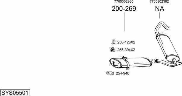 Bosal SYS05501 - Система випуску ОГ autocars.com.ua