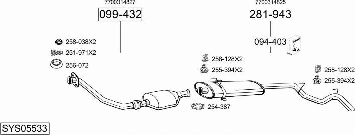 Bosal SYS05533 - Система випуску ОГ autocars.com.ua