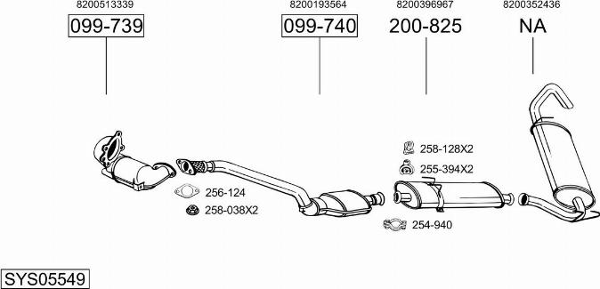 Bosal SYS05549 - Система випуску ОГ autocars.com.ua