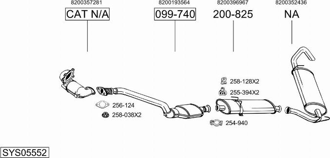 Bosal SYS05552 - Система випуску ОГ autocars.com.ua