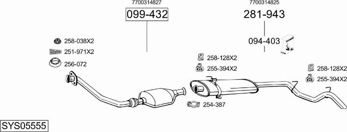 Bosal SYS05555 - Система випуску ОГ autocars.com.ua