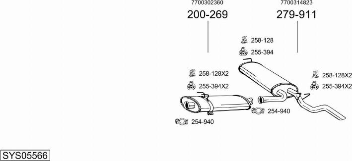 Bosal SYS05566 - Система випуску ОГ autocars.com.ua