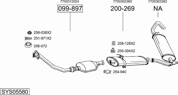 Bosal SYS05580 - Система випуску ОГ autocars.com.ua
