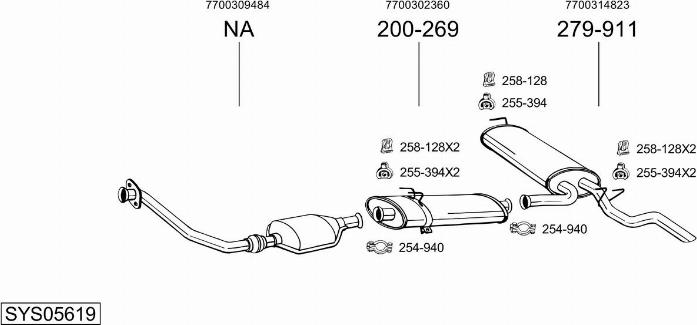 Bosal SYS05619 - Система випуску ОГ autocars.com.ua