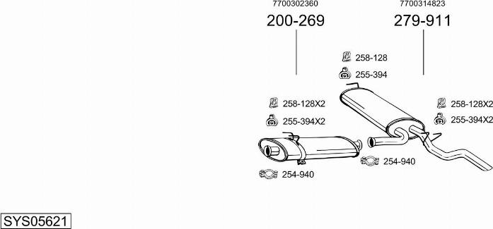 Bosal SYS05621 - Система випуску ОГ autocars.com.ua