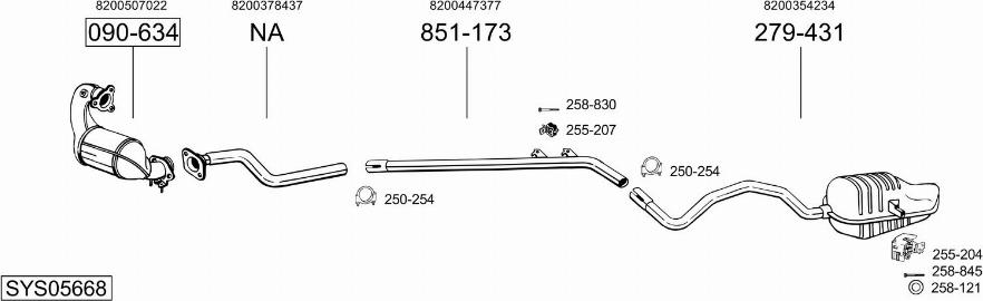 Bosal SYS05668 - Система випуску ОГ autocars.com.ua