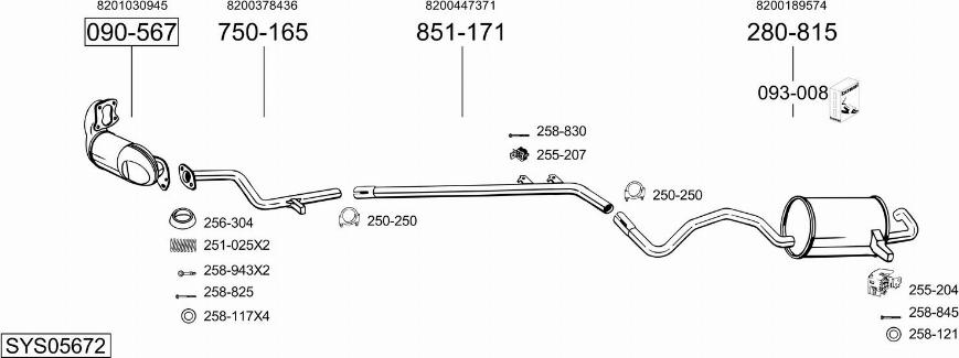 Bosal SYS05672 - Система випуску ОГ autocars.com.ua