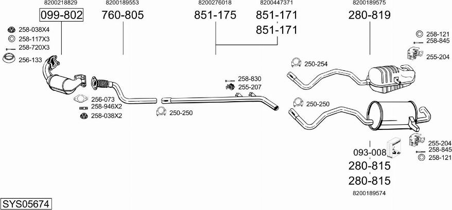 Bosal SYS05674 - Система випуску ОГ autocars.com.ua