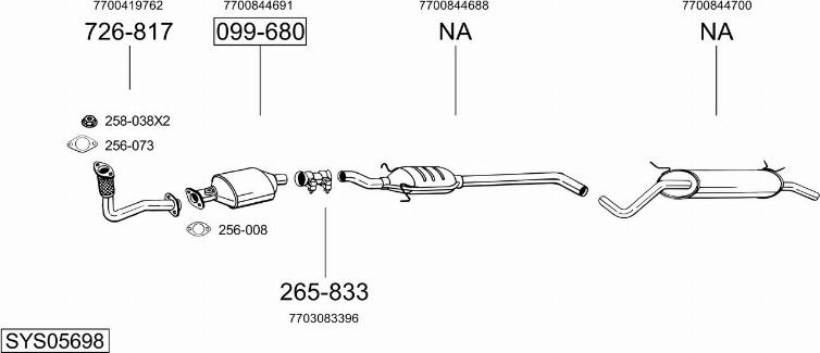 Bosal SYS05698 - Система випуску ОГ autocars.com.ua