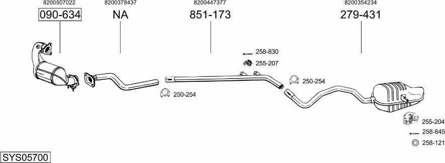 Bosal SYS05700 - Система випуску ОГ autocars.com.ua