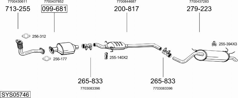 Bosal SYS05746 - Система випуску ОГ autocars.com.ua