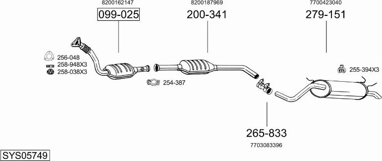 Bosal SYS05749 - Система випуску ОГ autocars.com.ua