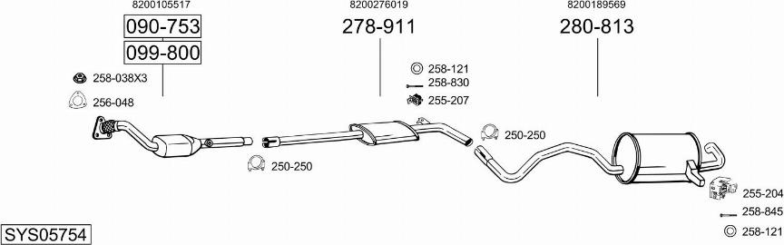 Bosal SYS05754 - Система випуску ОГ autocars.com.ua