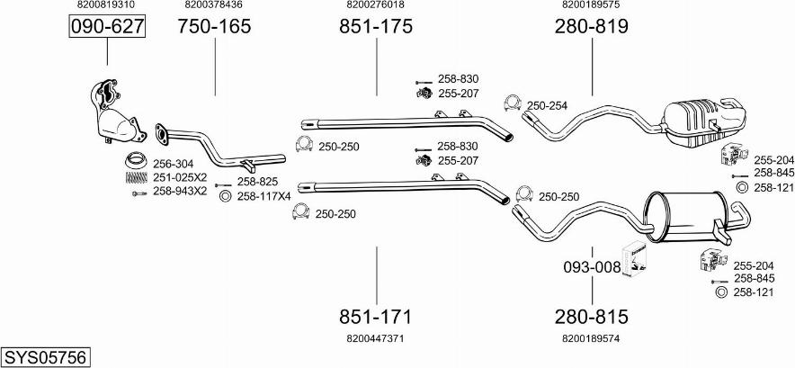 Bosal SYS05756 - Система випуску ОГ autocars.com.ua