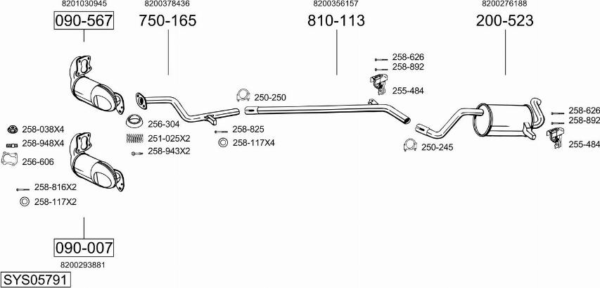 Bosal SYS05791 - Система випуску ОГ autocars.com.ua