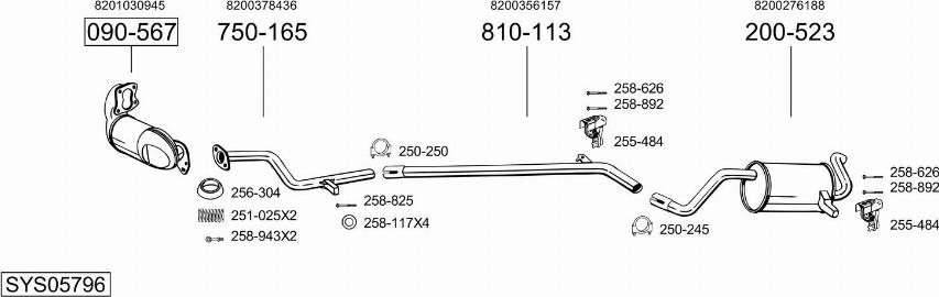 Bosal SYS05796 - Система випуску ОГ autocars.com.ua