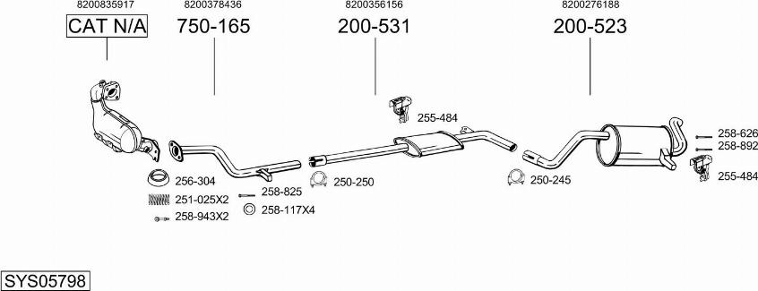 Bosal SYS05798 - Система випуску ОГ autocars.com.ua