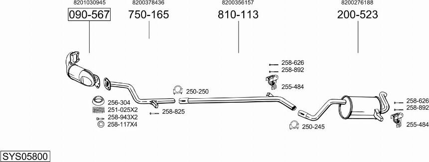 Bosal SYS05800 - Система випуску ОГ autocars.com.ua