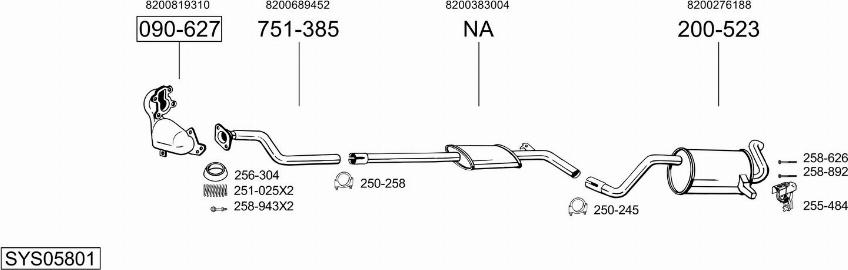 Bosal SYS05801 - Система випуску ОГ autocars.com.ua