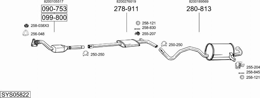 Bosal SYS05822 - Система випуску ОГ autocars.com.ua