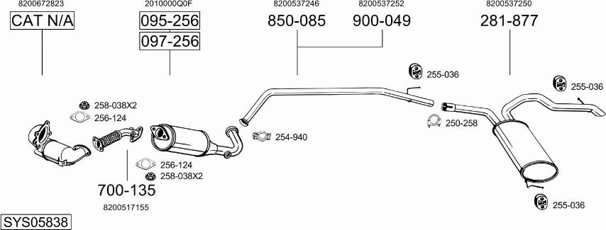 Bosal SYS05838 - Система випуску ОГ autocars.com.ua