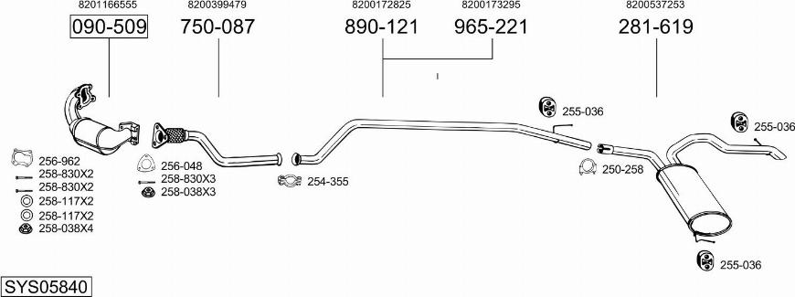 Bosal SYS05840 - Система випуску ОГ autocars.com.ua