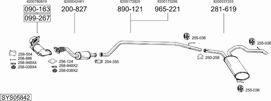 Bosal SYS05842 - Система випуску ОГ autocars.com.ua