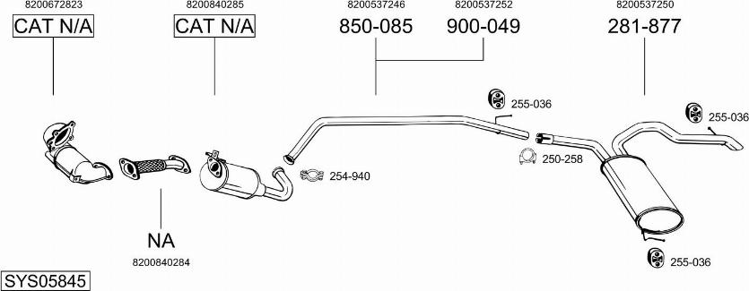 Bosal SYS05845 - Система випуску ОГ autocars.com.ua