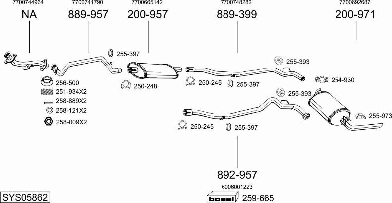 Bosal SYS05862 - Система випуску ОГ autocars.com.ua