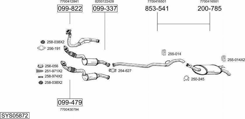 Bosal SYS05872 - Система випуску ОГ autocars.com.ua