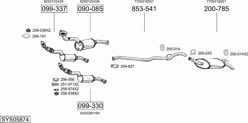 Bosal SYS05874 - Система випуску ОГ autocars.com.ua