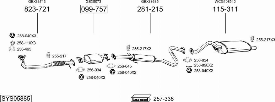 Bosal SYS05885 - Система випуску ОГ autocars.com.ua