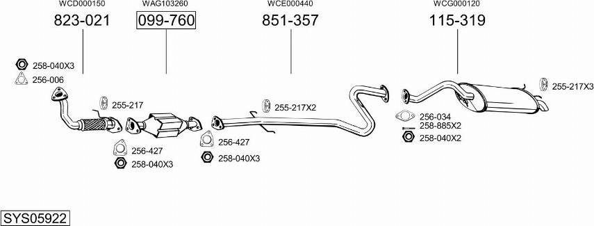 Bosal SYS05922 - Система випуску ОГ autocars.com.ua