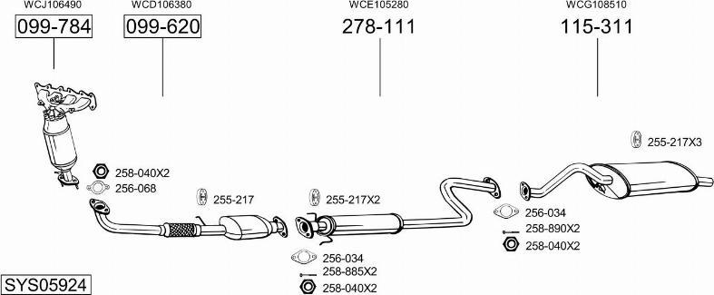 Bosal SYS05924 - Система випуску ОГ autocars.com.ua