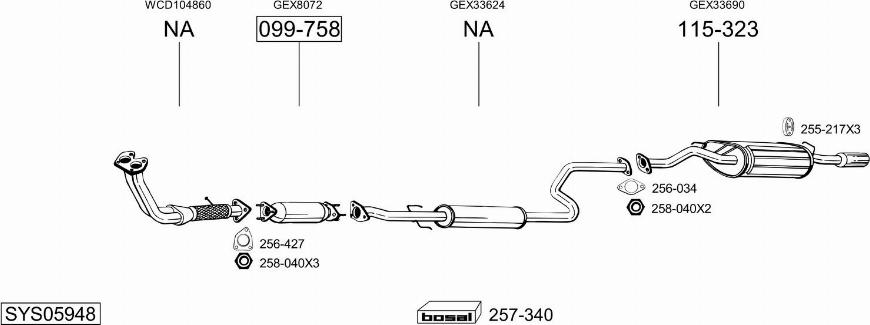 Bosal SYS05948 - Система випуску ОГ autocars.com.ua