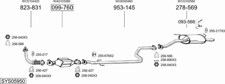 Bosal SYS05950 - Система випуску ОГ autocars.com.ua