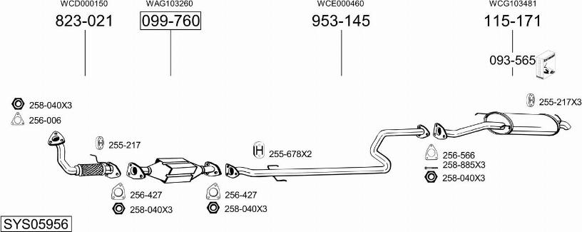 Bosal SYS05956 - Система випуску ОГ autocars.com.ua