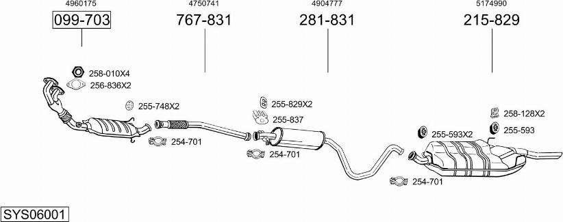 Bosal SYS06001 - Система випуску ОГ autocars.com.ua