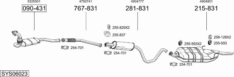 Bosal SYS06023 - Система випуску ОГ autocars.com.ua