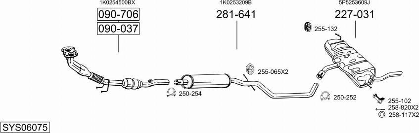 Bosal SYS06075 - Система випуску ОГ autocars.com.ua